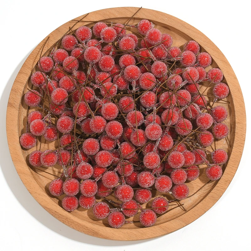50 قطعة/الحزمة التوت الأحمر الاصطناعي الصغير DIY بها بنفسك إكليل عيد الميلاد بطاقات المعايدة هدية صندوق الديكور اليدوية عيد الميلاد الديكور