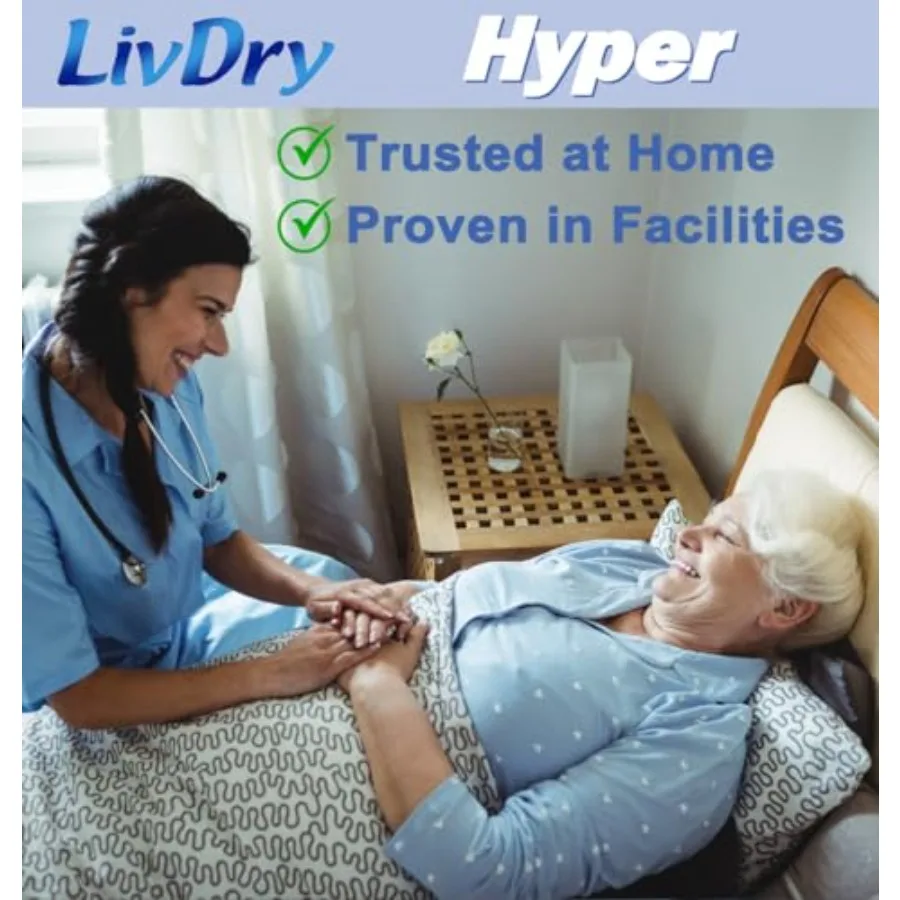 LivDry High Absorbency Pad Insert for Incontinence Briefs and Adult Diapers Women and Men Hyper 2400 18 Count