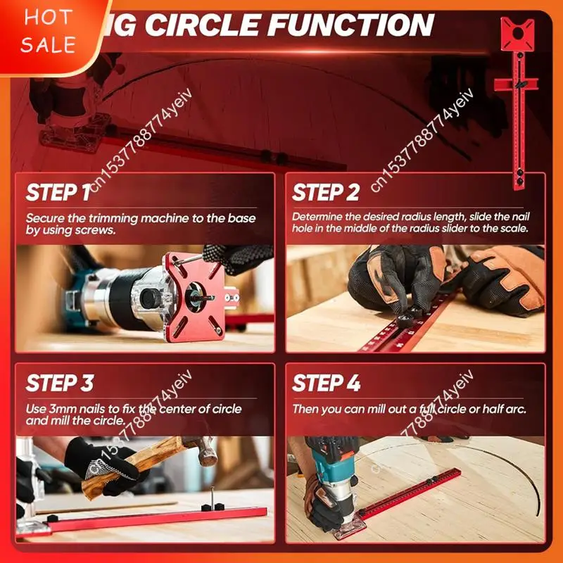 Woodworking Aluminum Alloy Trimming Machine Base Backrest Metric Milling Circle Locator Round Hole Slot Locator A62X