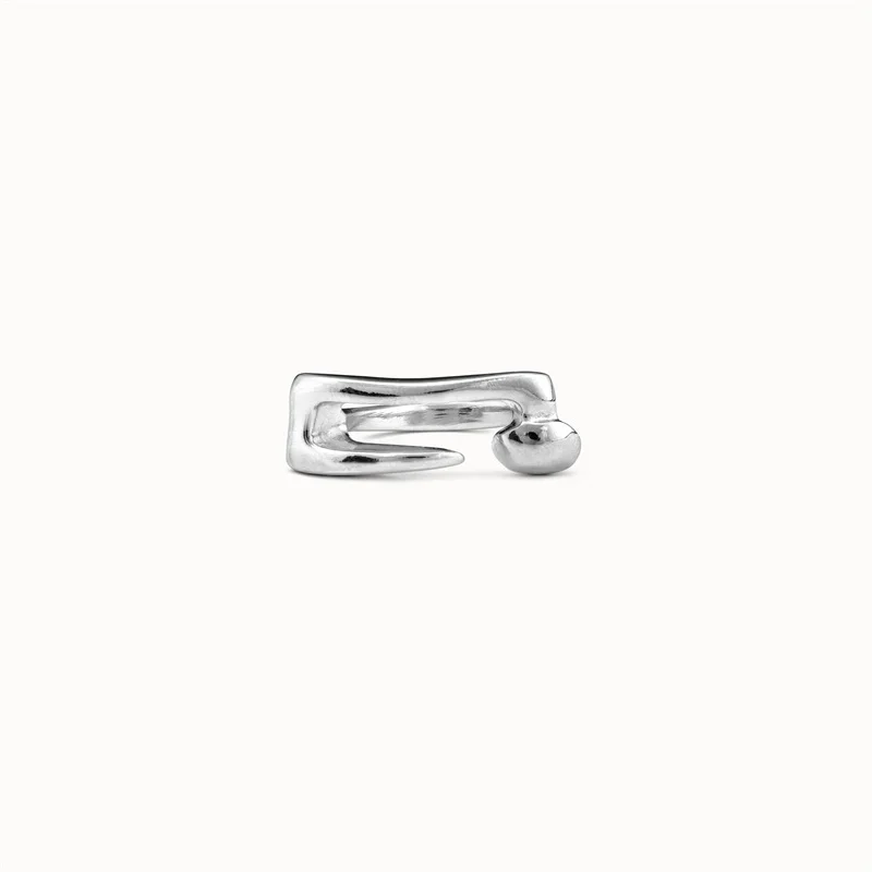 European and American neutral cool style silver nail shaped ring for women's jewelry