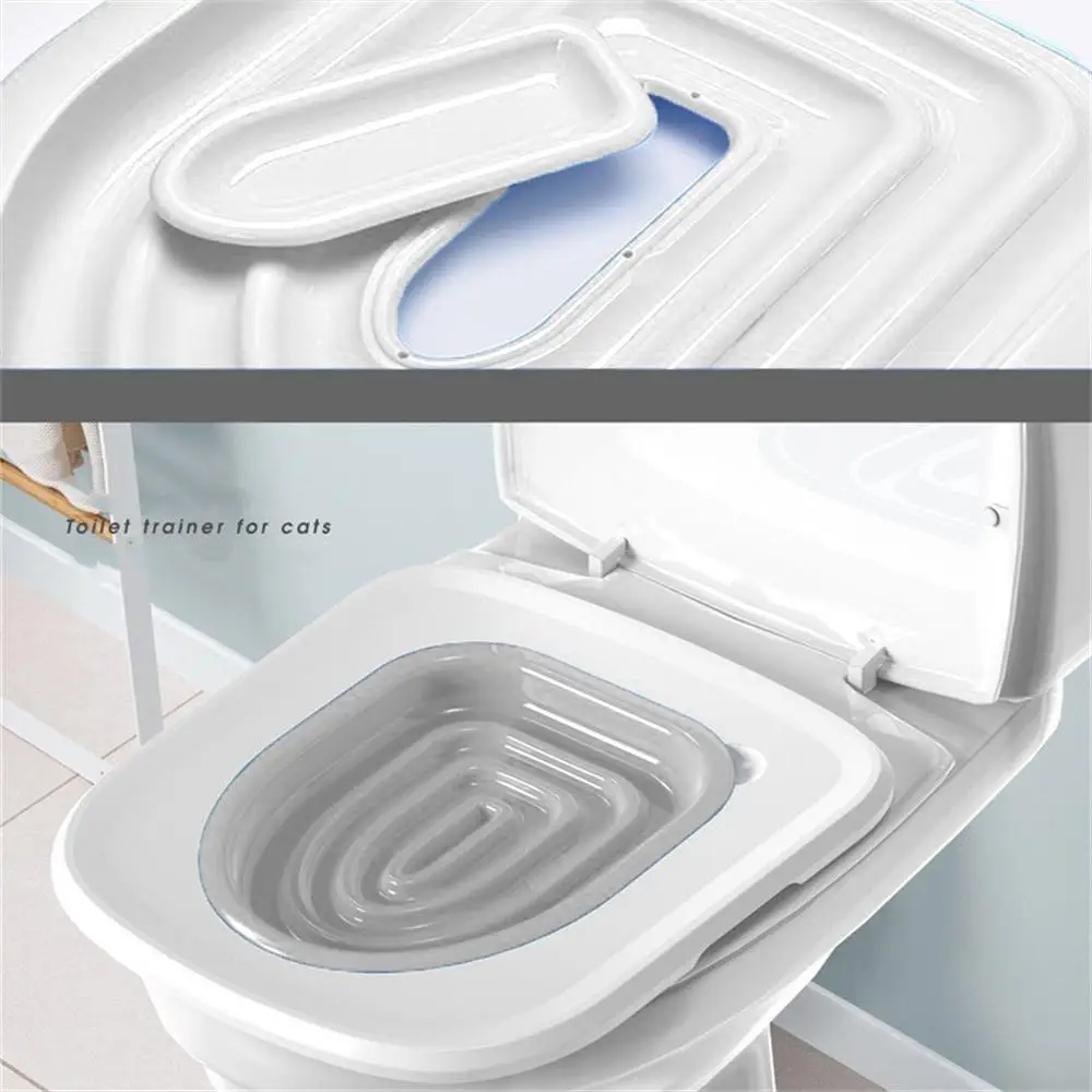 Plastic Cat Toilet Training Kit Reusable Puppy Cat Litter Mat Cat Toilet Trainer Toilet Pets Cleaning Cats Training Products