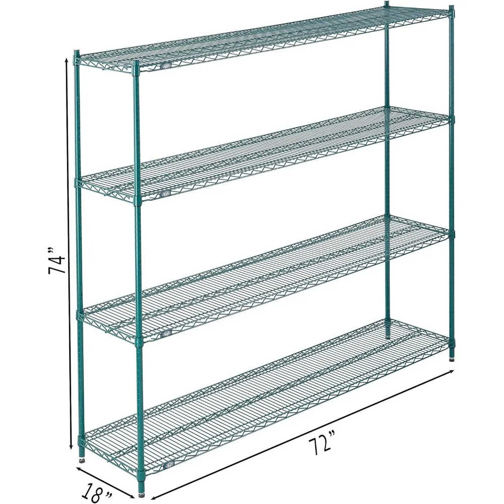 رفوف سلكية مطلية بالإيبوكسي الأخضر، 72 عريضة × 18 عميقة × 74 رف تخزين عالي التحمل #2