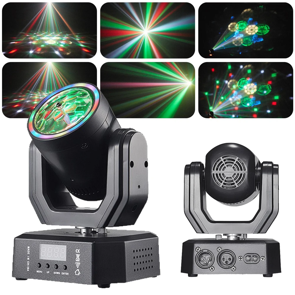 

2IN1 Effect Mini LED Moving Head Lights DJ Party Lights LED Magic Ball Stage Light With Remote Control 30W LED Moving for Disco