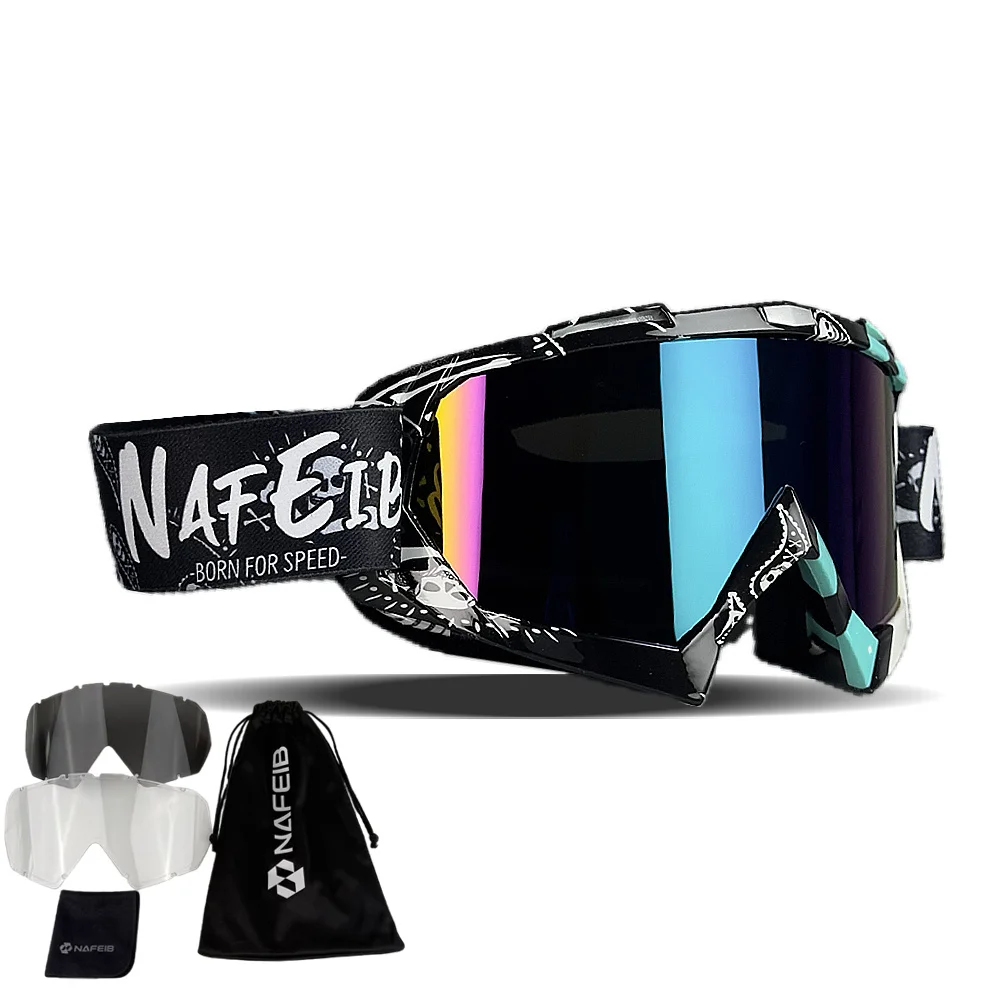 

NAFEIB Ski Goggles, UV400 Snowboard Goggles for Men Women, with 2 Lenses for Motocross Dirt Bike ATV Outdoor Sports & Skiing