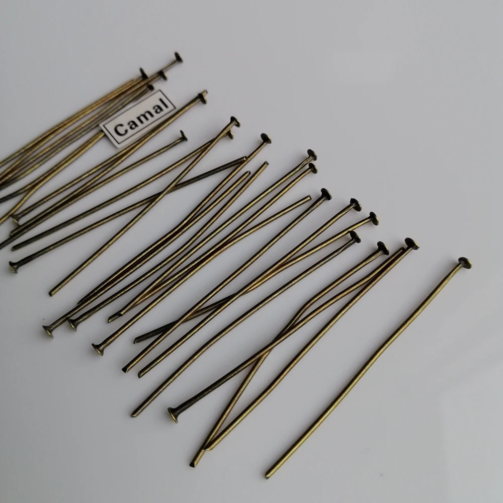 Camal 100PCS Antique Bronze 40mm/1.57inch Flat Head Straight Pins Connector For Crystal Prism Lamp Chandelier Pendant Hanging