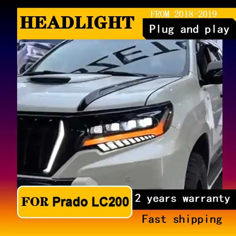 

Car Styling for Head Lamp for Toyota Prado Headlight 2018-2022 Headlights LC200 DRL Turn Signal High Beam Angel Eye Projector