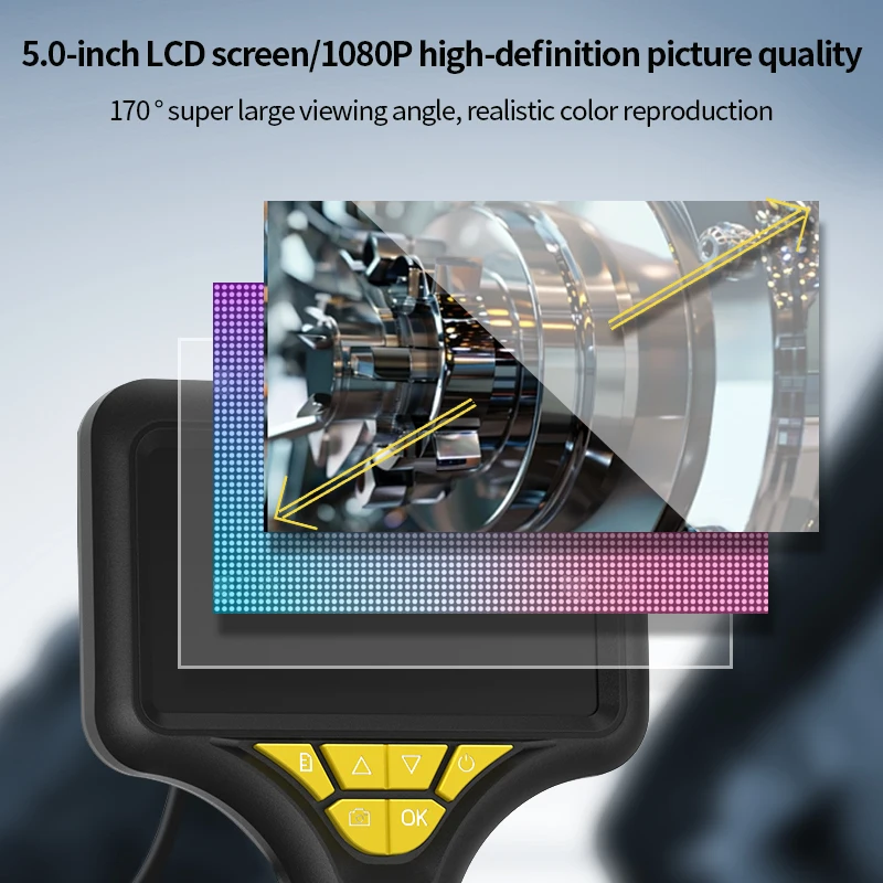 5 Zoll 7,9 mm 2MP 1080P Dual Lens Endoskop Seitenansicht & Frontansicht CMOS Endoskop Inspektion Digitalmikroskop Kamera Otoskop