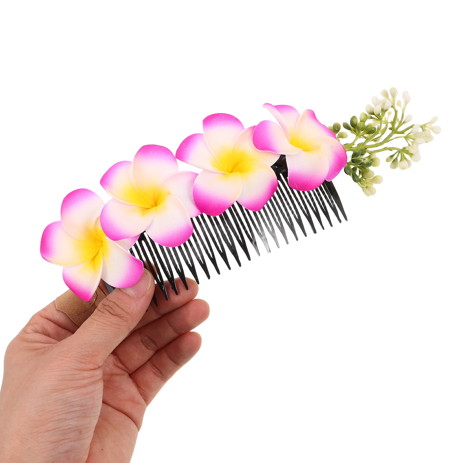 

2pcs Tropical Plumeria Flower Hair Comb Lightweight Artificial Floral Hairpin For Beach Party Hawaiian Vacation Wedding Women'S