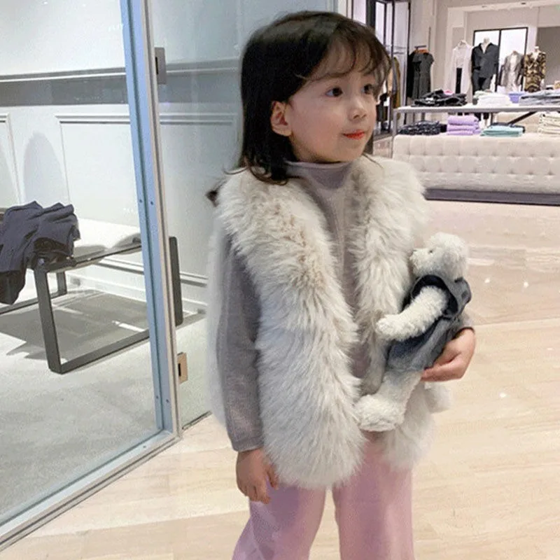 

Зимний утолщенный детский меховой жилет 2025 года, детское зимнее пальто, куртка с талией, детская верхняя одежда из искусственного лисьего меха