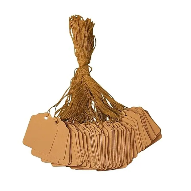 AB34-Brown Price Tags With String Attached 500 Pcs, Writable Tags For Gifts,Clothing, Jewelry And Small Business view 4
