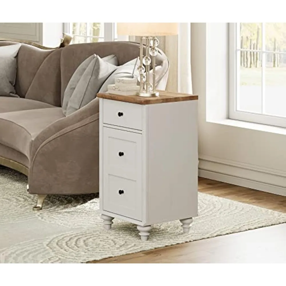 زوج من الطاولات الخشبية مع محطة شحن ودرج وخزانة تخزين لغرفة المعيشة الحديثة