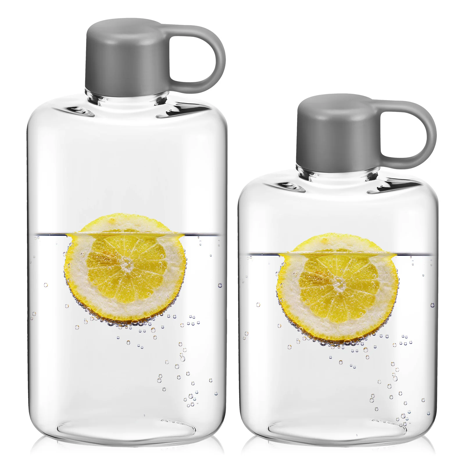 2Pcs Flask Water Bottle Transparent Bpa-Free Portable Leak-Proof for Travel Gym Sports Outdoor Fitness Hydration