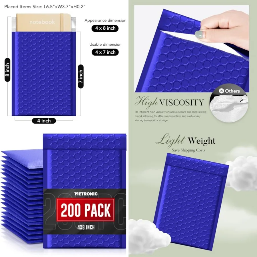 Small Bubble Mailers 4x8 200 Pack Waterproof Bubble Mailers Self Seal Padded Envelopes Bubble Envelopes for Small Business Pack