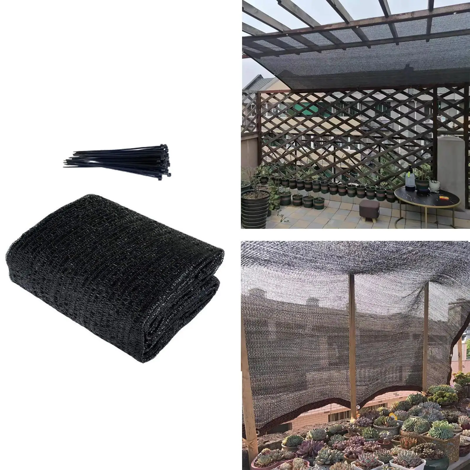 Sunblock Mesh Sun Shade Sail Sunscreen Greenhouse Shade Cloth for Flowers Black 4x6m