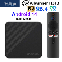 YOZHIXU New Smart TV Box T8 Android14 Allwinner H313 2.4G&5G Dual WIFI Google Voice Assistant BT5.4 128GB Memory Media Player 8K