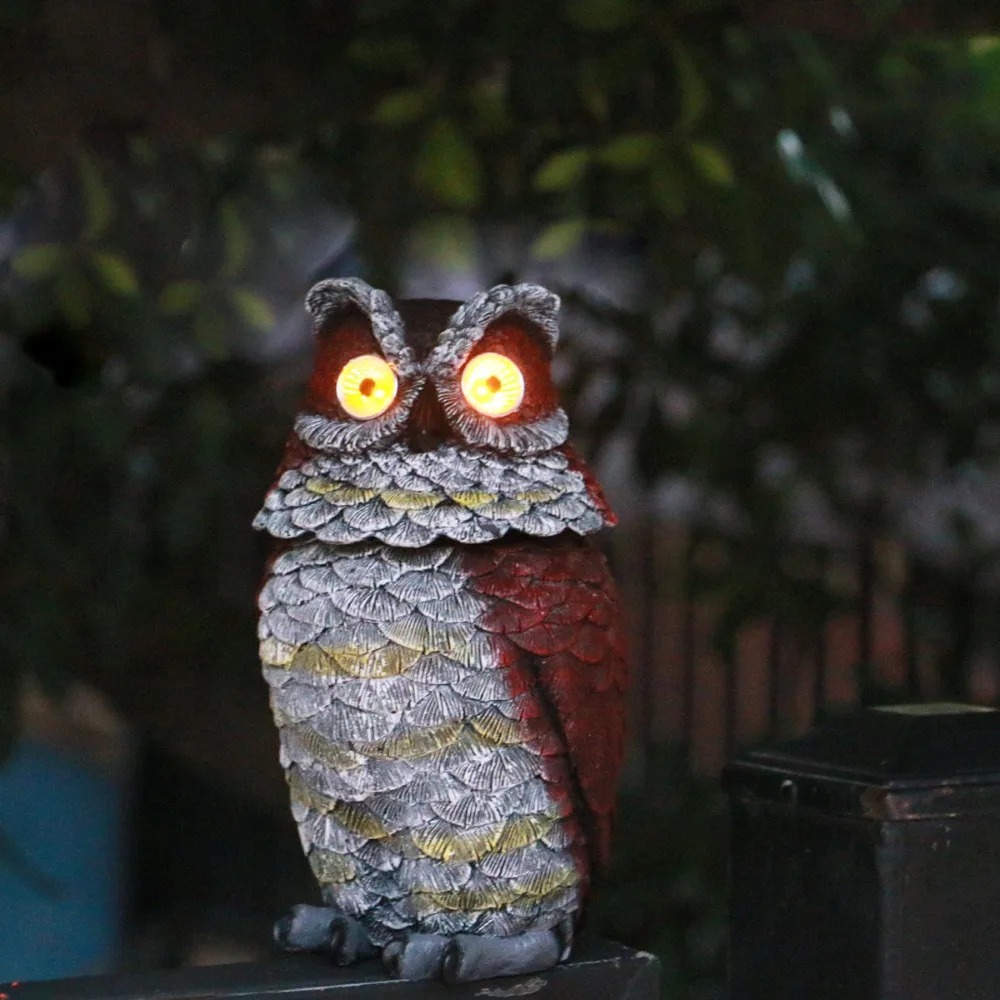 

New Resin Owl Statue Ornament Balcony Courtyard Floor Decoration Solar Electronic Night Light Waterproof DIY Yard Statue Garden