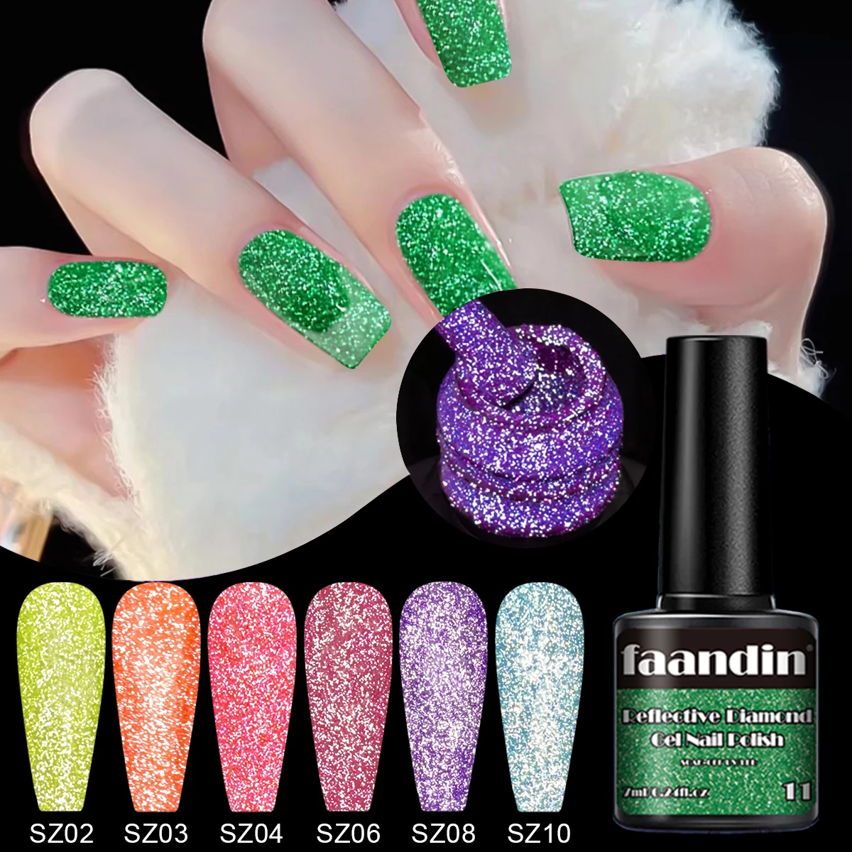 Faandin 10st/set 7ml*10 flessen combo-pakket, fijne glitter diamantgel nagellak, dikker aanbrengen voor betere resultaten, stralend helder onder licht, een zeer modieuze en populaire nagellakgel, volledige kleur, sterk en langdurig, gemakkelijk te verwijderen nagellak voor mama, UV-partij, uv-lampje, een noodzakelijk te verstop met een noodzakelijk gevoel voor een middelbare resultaten, uv-inst