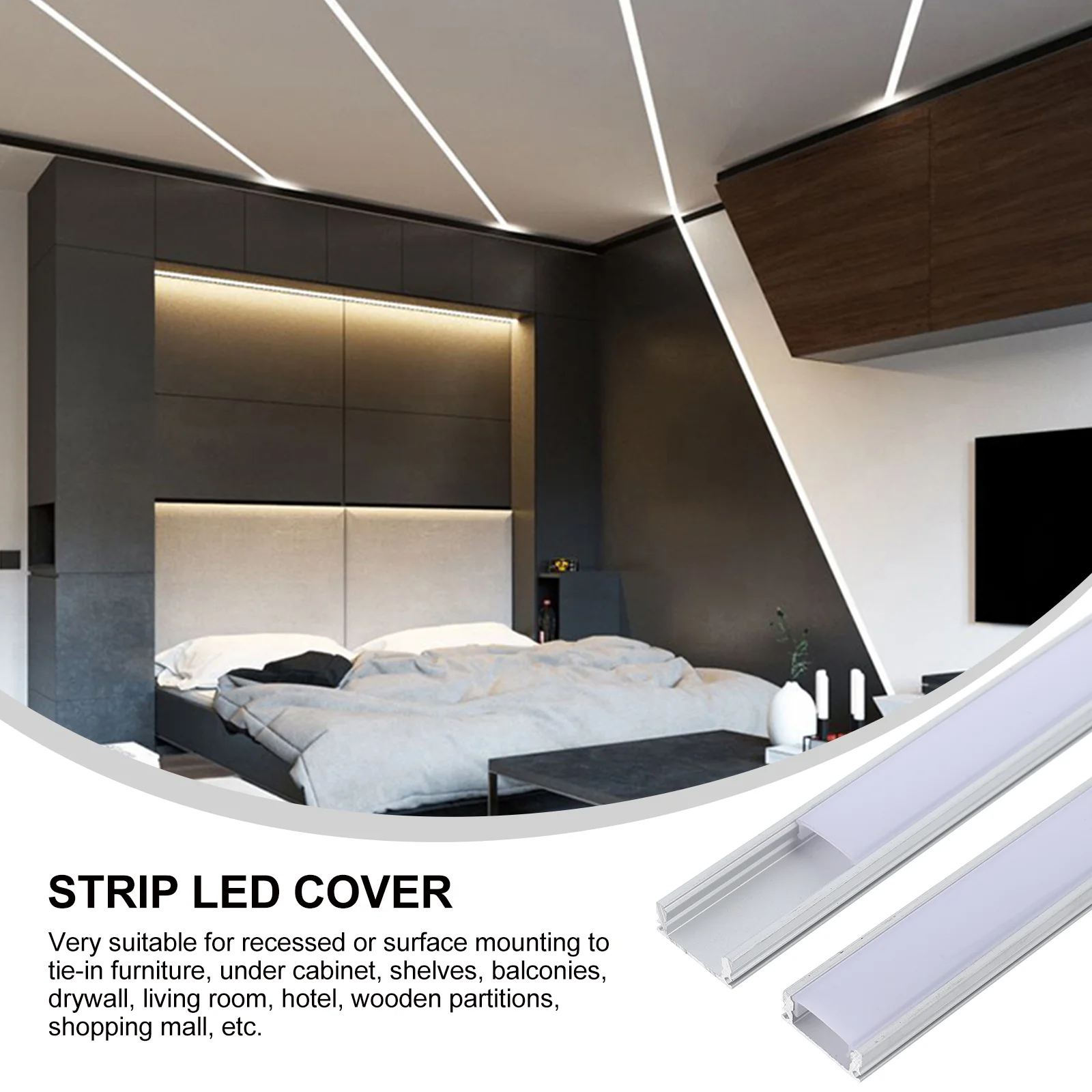 ไฟติดตามสีขาวไฟ LED Strip สําหรับห้องนอน U-รูปอลูมิเนียม Groove Channel Diffuser