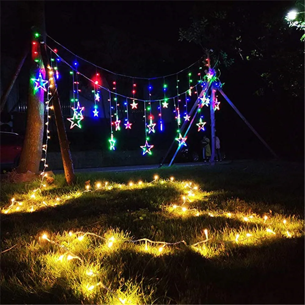 Star Christmas Decoration Led String Light 8 Model Holiday Party Connectable Wave Fairy Light Flash Curtain Light