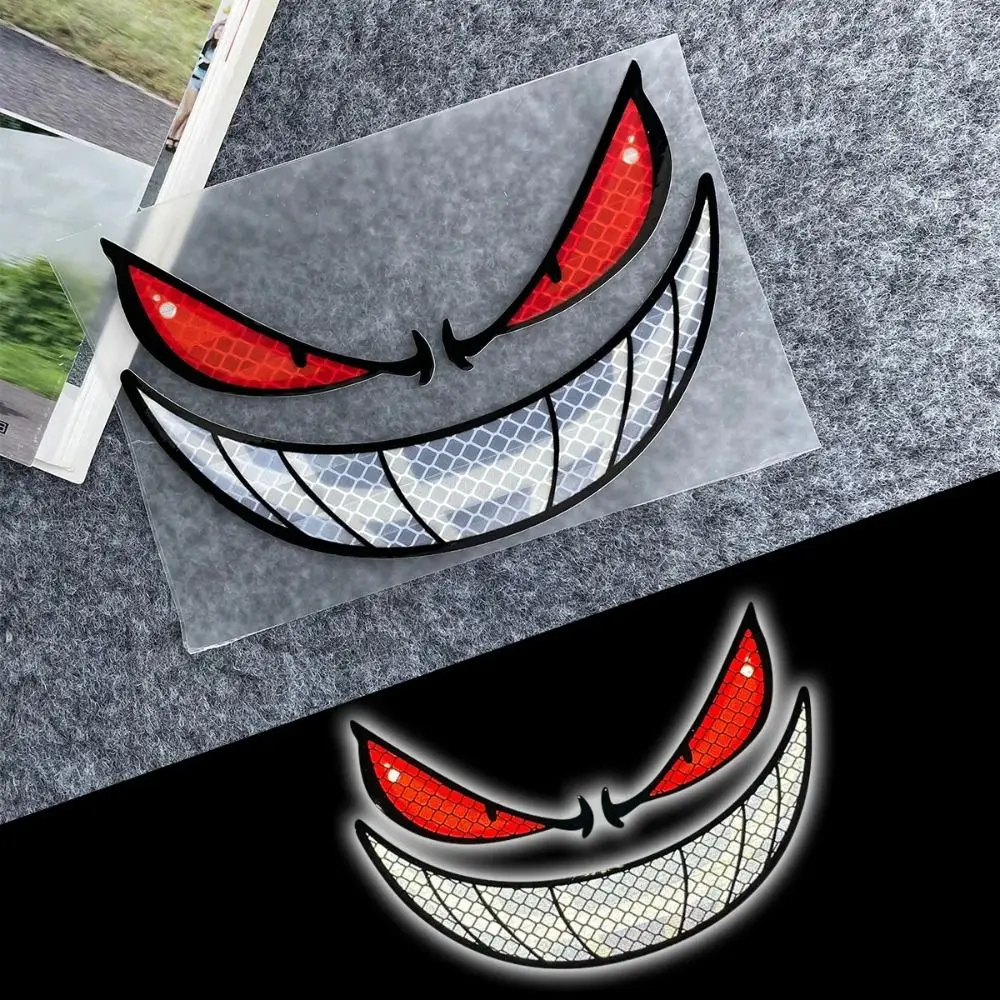 PVC Moto Reflective Eye Stickers Accesorios Red Yellow Eyes Shape Safety Warning 14.5cm Motorcycle Helmet Decals