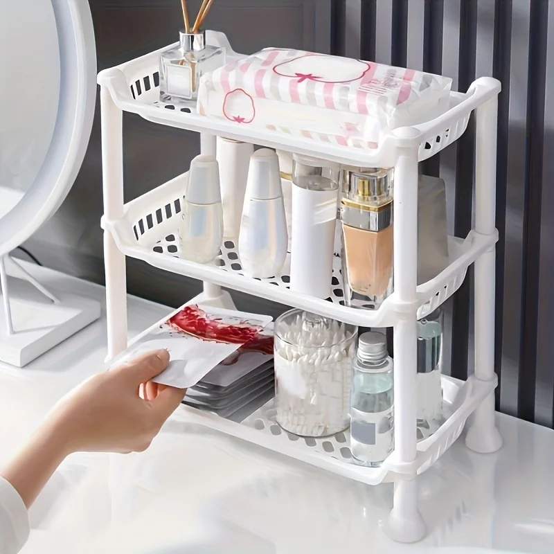 One 3-story Bathroom Storage Rack with Multifunctional Display Rack Suitable for Hotel Multi-level Countertops To Save Space