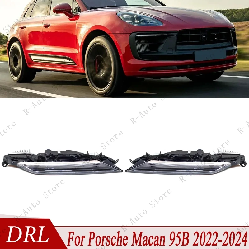 

Для Porsche Macan 95B 2022 2023 2024 светодиодные DRL дневные ходовые огни переднего бампера противотуманные фары дальнего света 95B953042B 95B953041B