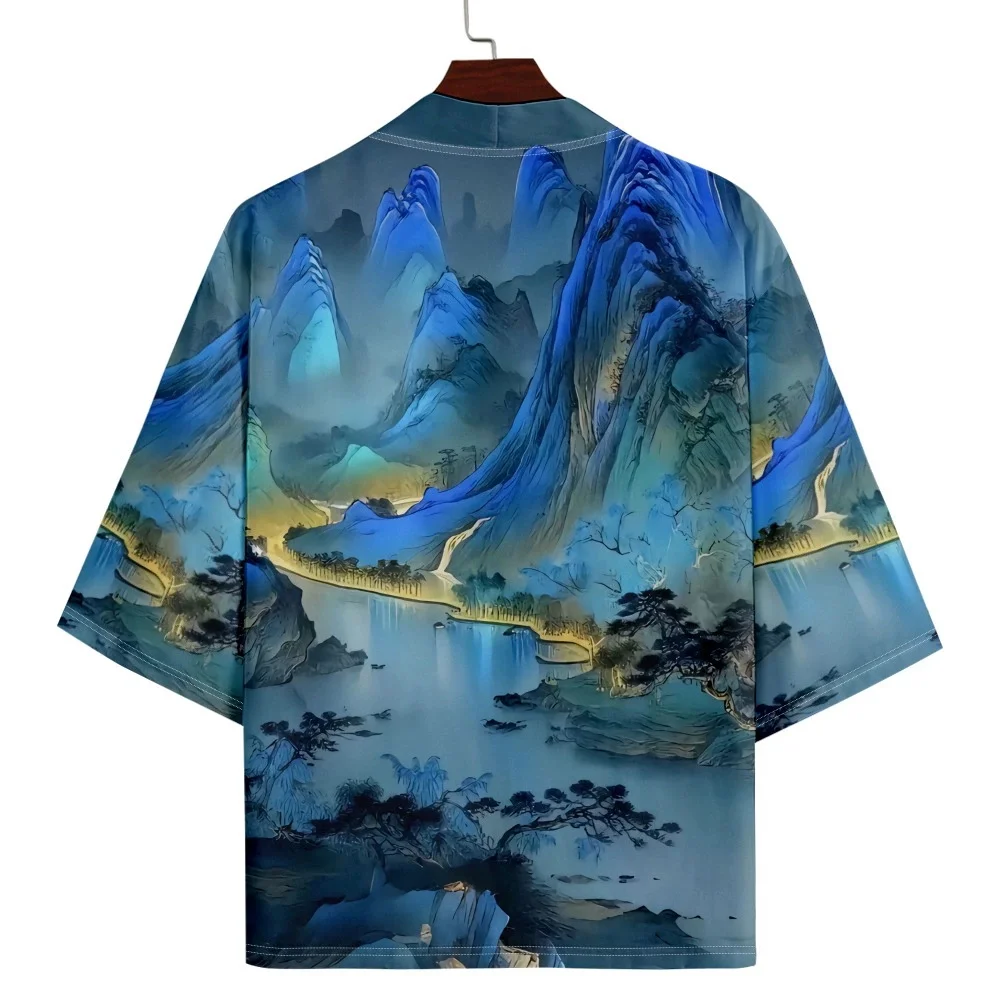 

Fashion Print Kimono Men Women Cardigan Haori Yukata Casual Beach Japanese Robe Plus Size