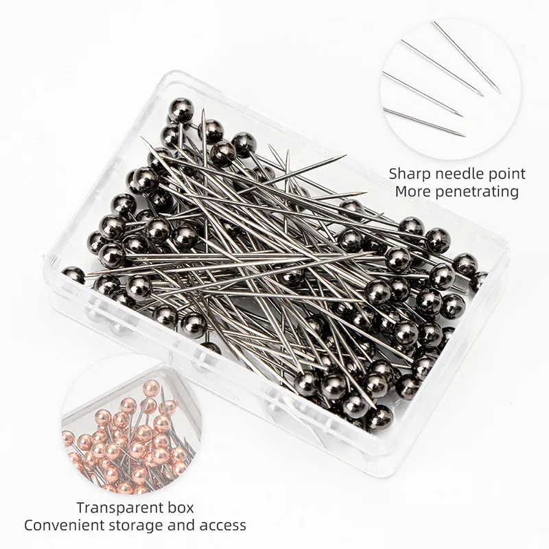 Metal Head Hijab Pins for Dressmaking Straight Push Positioning Needles Sewing Accessories DIY Tools High Quality 100Pcs per Box