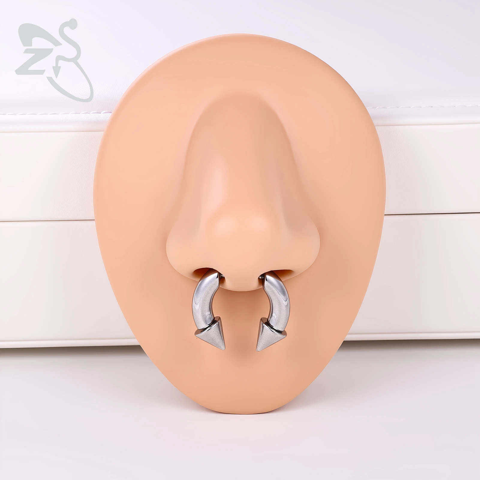 ZS 1 PC 16G Threadless Edelstahl Septum Ring Unisex Hufeisen Nasenpiercings 8/10 MM Plug-In Stil Nasenloch Piercing Schmuck – Detail 1