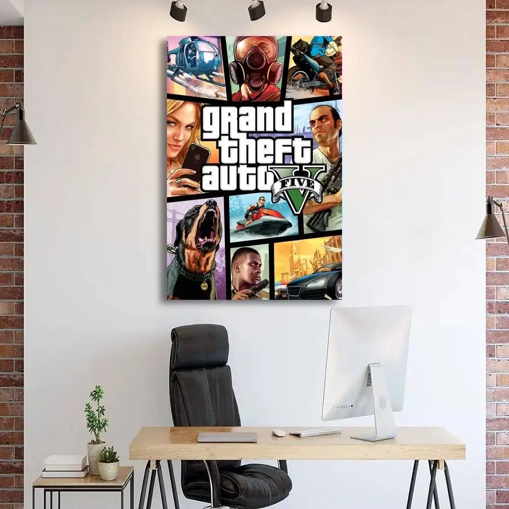 ملصق لعبة Grand Theft-Auto GTA-V ملصقات لاصقة مقاومة للماء ملصق ورقي للمقهى وبار ديكور المنزل #2