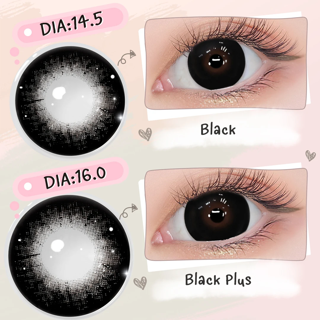 (0.00~-6.00) MAGISTER 16mm Big Eyes Graduated Contact Lenses With Diopters Black/Brown Cosmetic 14.5mm Contact Lenses 6 Months