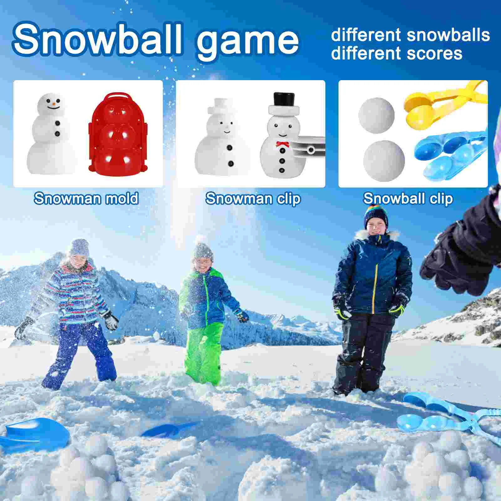 Snow Molds Play with in Winter Globe Childrens Toys Kit Game Snowball Fight Makers