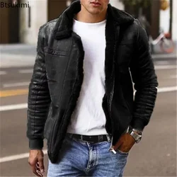 2026 Men's Autumn Winter Warm Jackets Luxury Solid Loose Windproof Coats Blazer Simple Style Thickened Warm Zip Clothing for Men