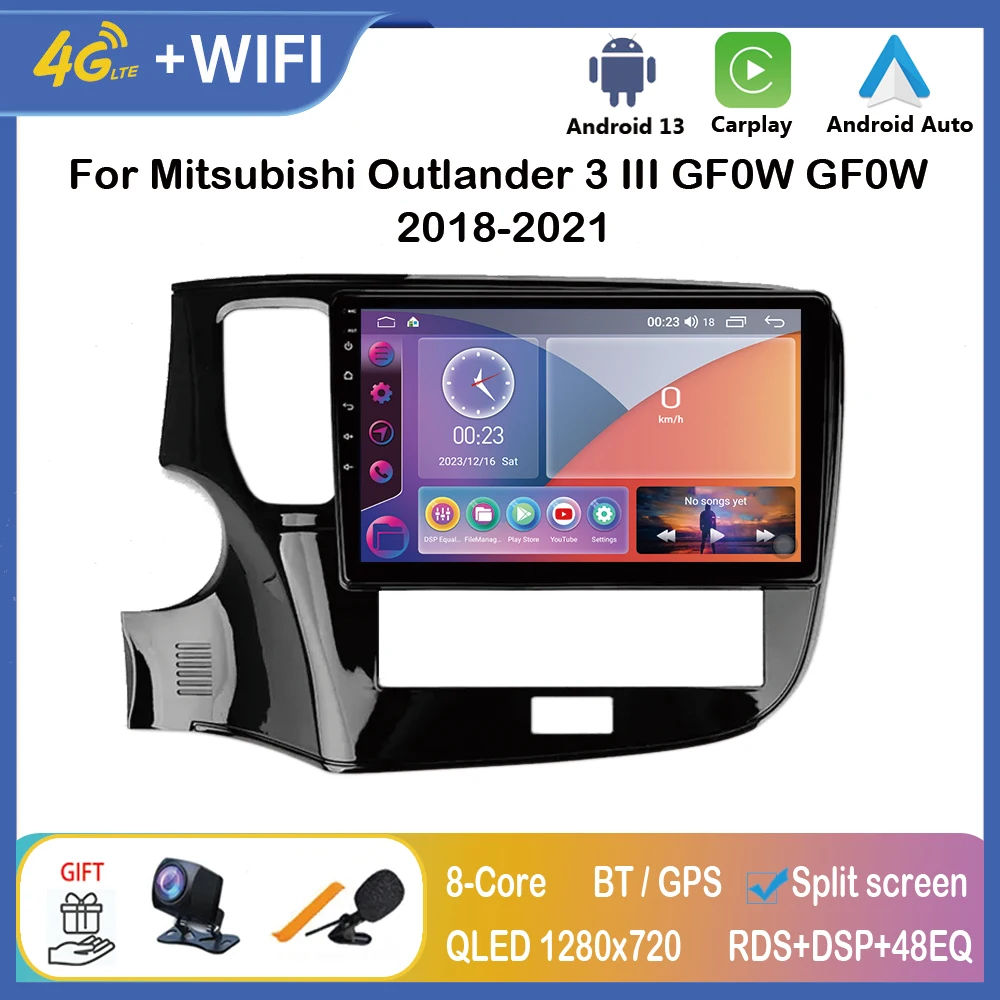 Car Radio Multimedia Video Player for Mitsubishi Outlander 3 III GF0W GG0W 2018 - 2021 CarPlay Android Auto 2 din Autoradio