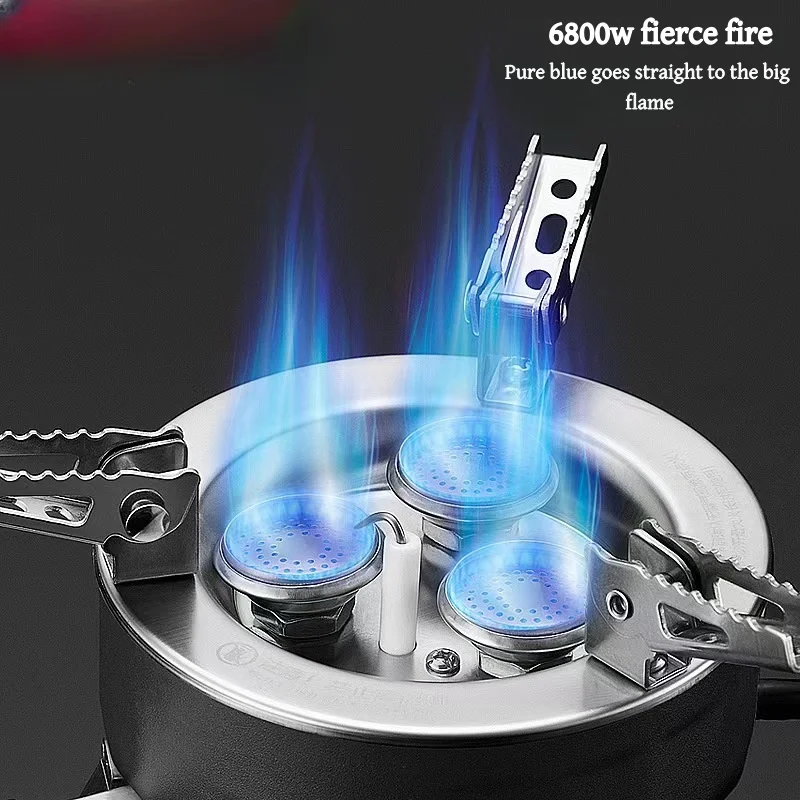

Outdoor Portable Three Core Furnace 3 Burners Windproof Folding Ultralight Burner Gas Stoves for Picnic Cooking Camp