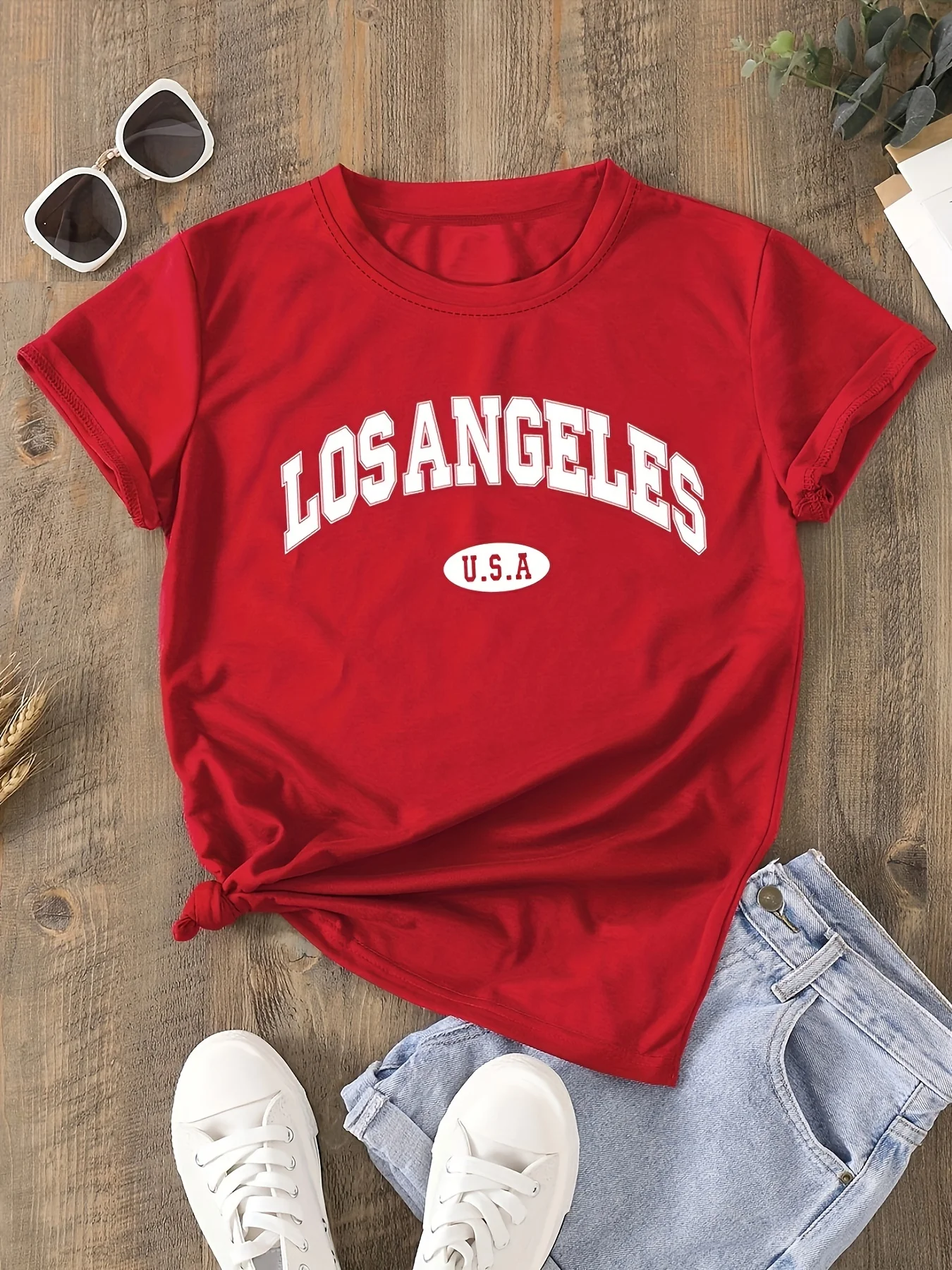 

Women's PLUS-size Printed Short-sleeved T-shirt, Loose and Casual, Soft, Comfortable and Breathable, Outdoor Sports