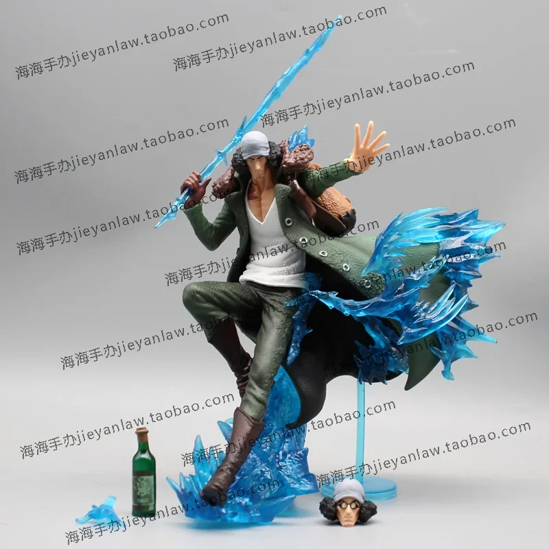 30cm Aokiji Kuzan Action Figurine One Piece Anime Figure Gk Pvc 2 Heads 2 Hands Statue Model Gif Collection