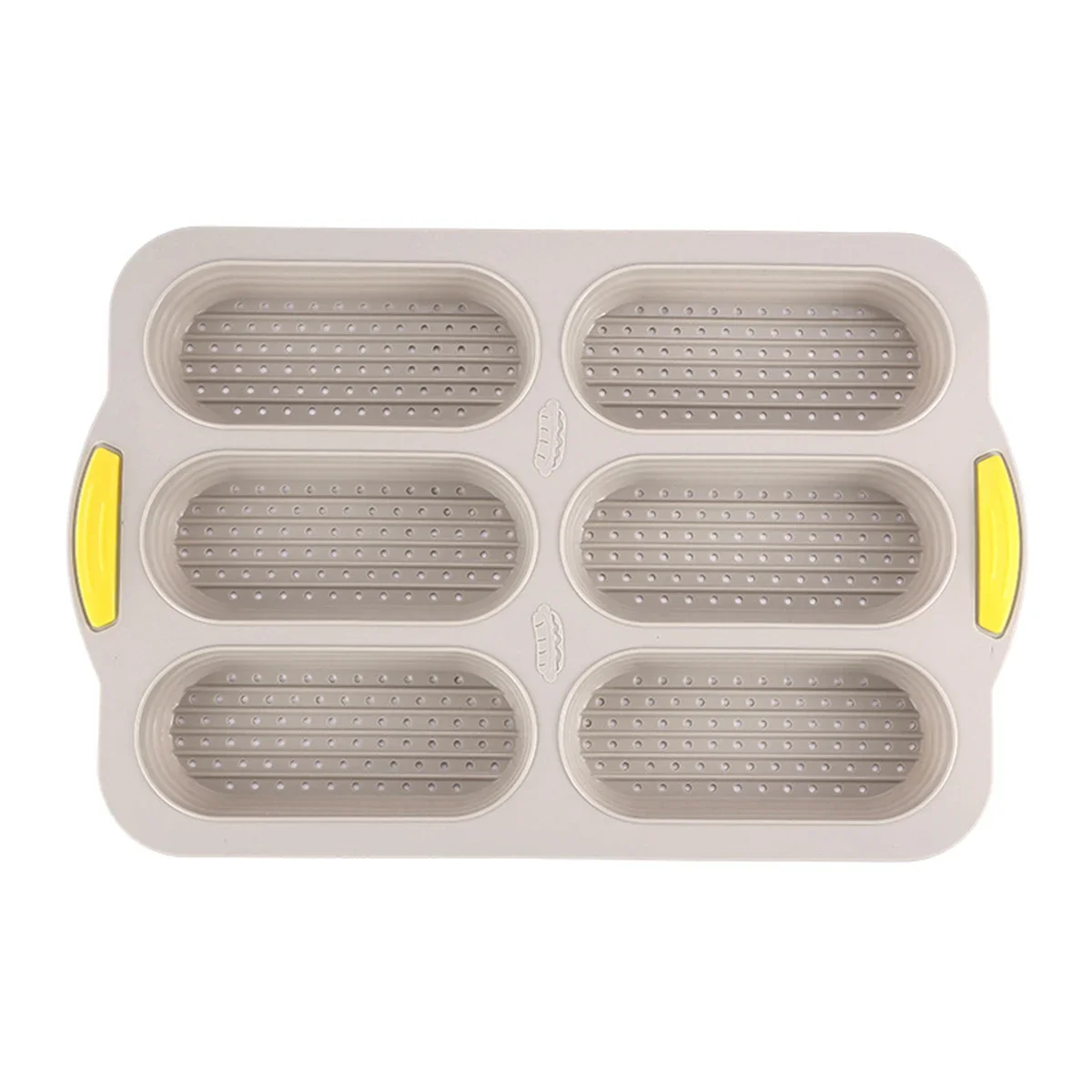 Dishwasher Safe Baking Tray Creates 6 Hot Dog Rolls Easy Cleanup Flexible Material Versatile Kitchen Baking Tools Baking Brown