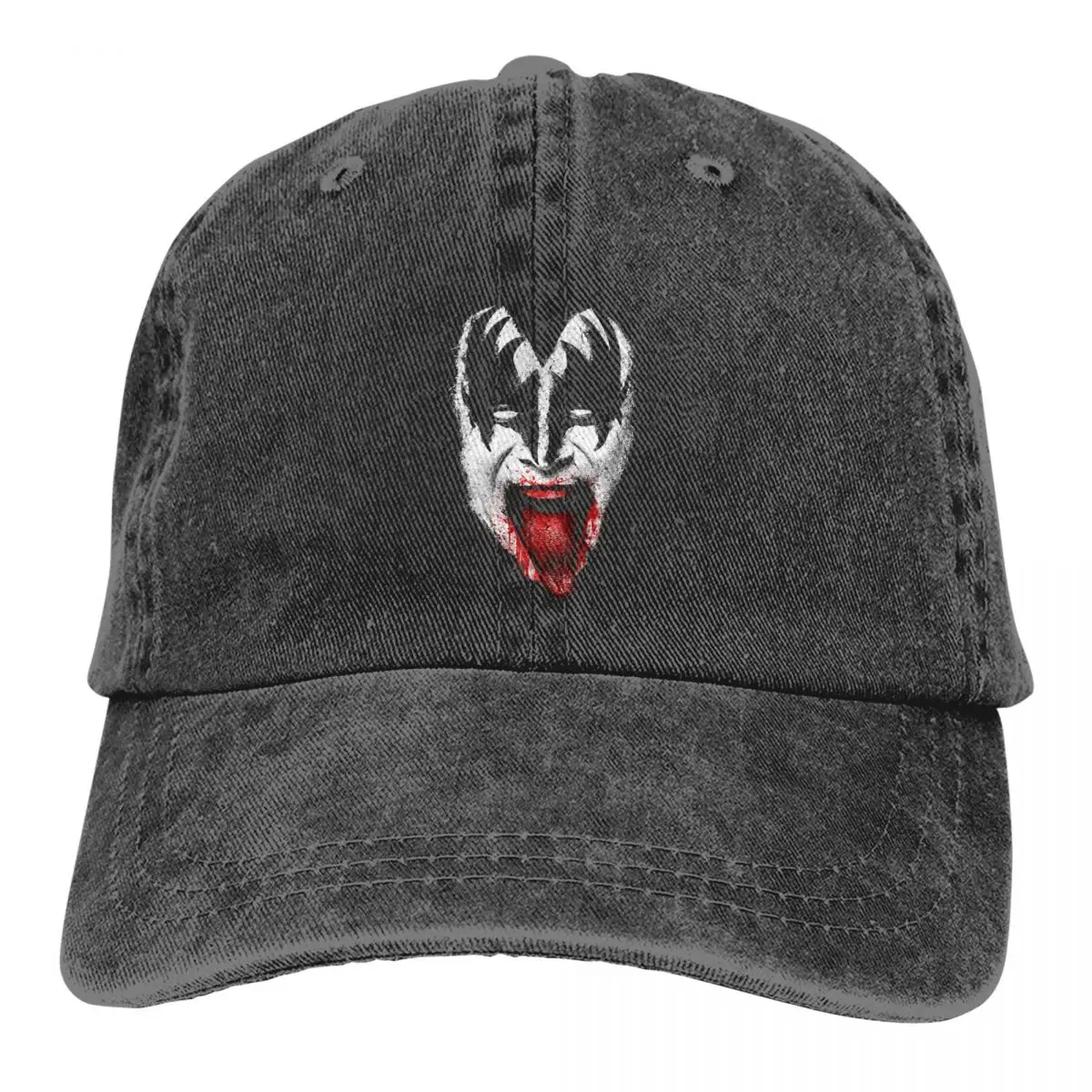 Kiss Demon Face Baseball Cap Retro Distressed Denim Washed Rock Brand Snapback Cap Unisex Style Outdoor Activities Fit Hats Cap