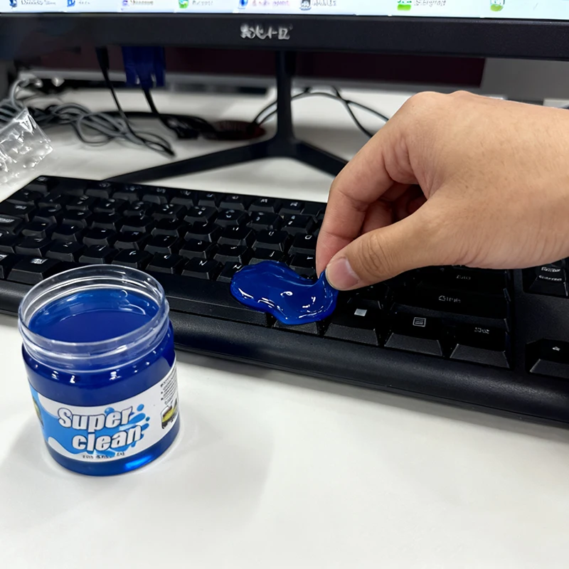 Gel de Limpieza Azul Reutilizable Ecológico (2.76×2.36in) - Gel Limpiador Multiusos para Polvo, Limpia el Teclado, las Rejillas del Coche y los Espacios Pequeños