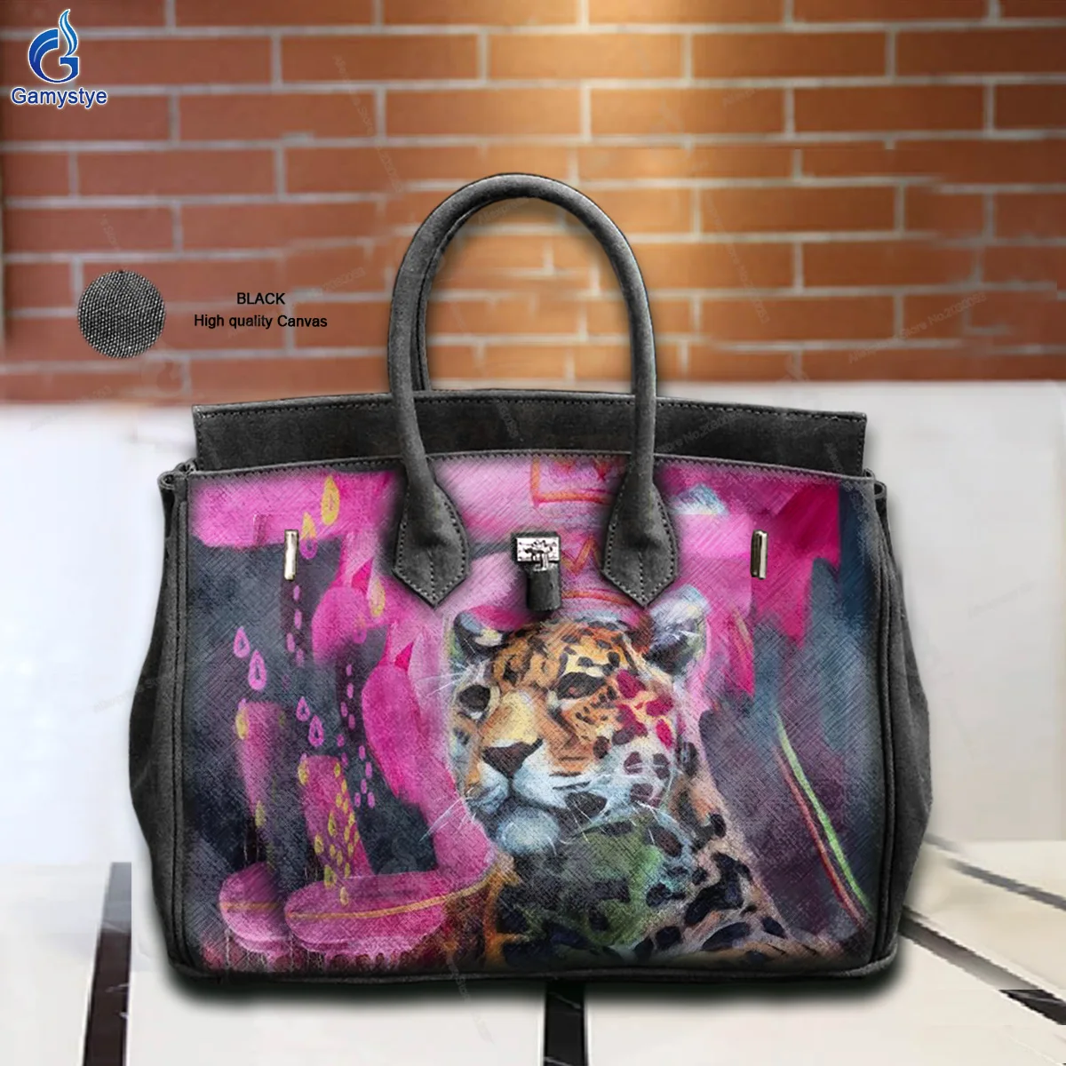 Street Artisc Hand Draw A cute leopard Bags 100% Genuine Leather For women Handbags Designer Shoulder Bag Unique personality New