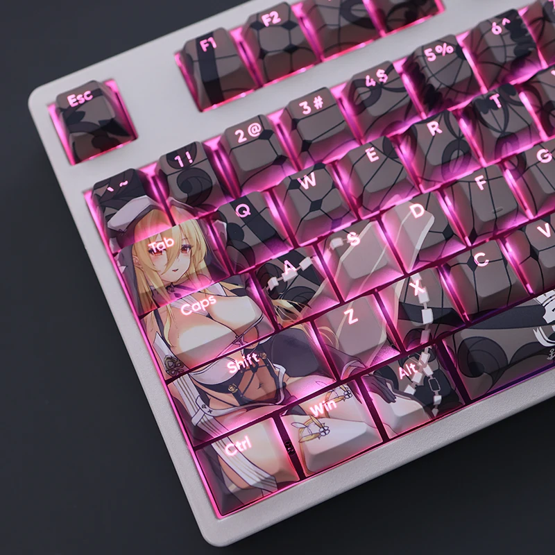 108 Keys/set Azur Lane Implacable-class Keycap PBT Dye Sub Backlit KeycapsCartoon Anime Gaming Key Caps For ANSI 61 87 104 108