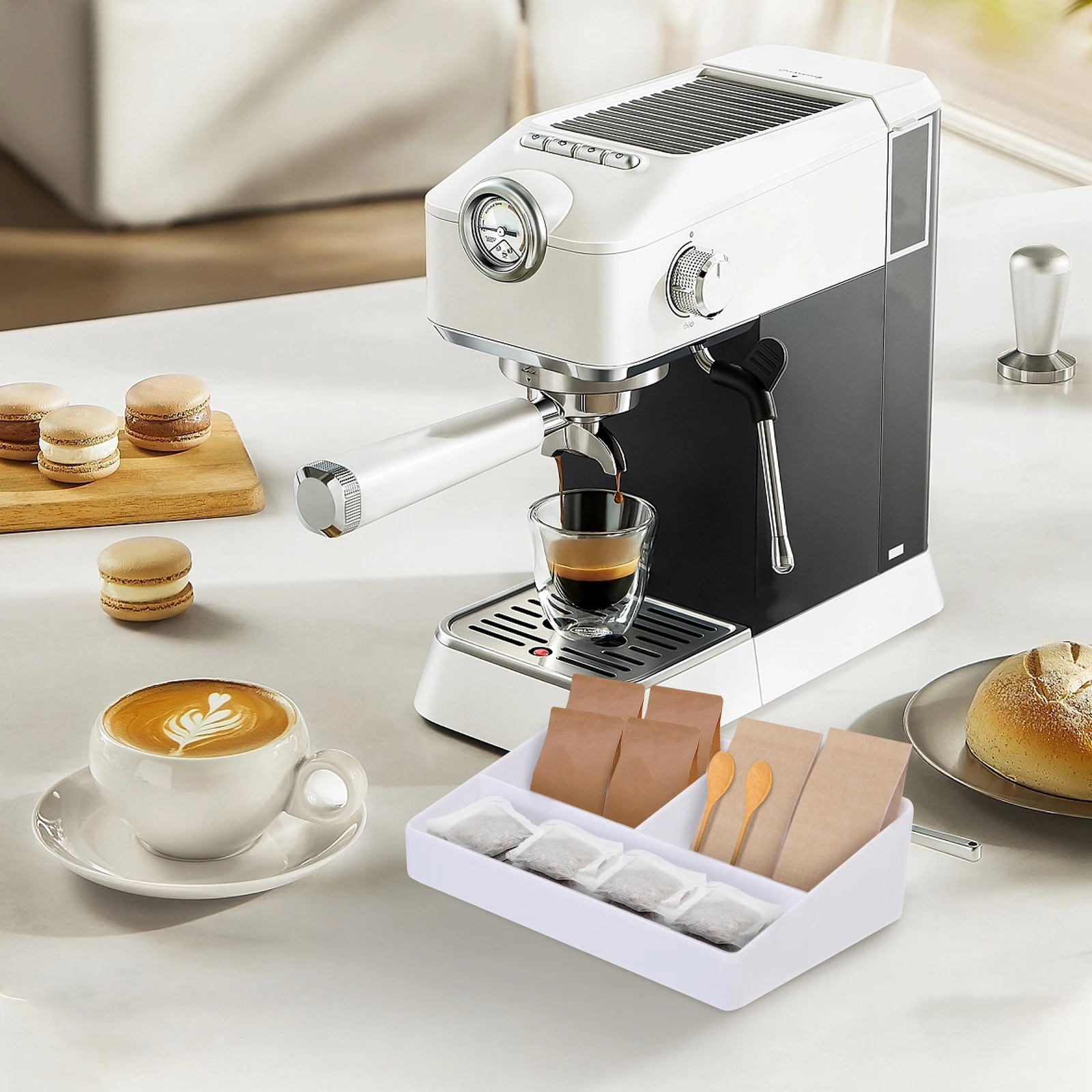 

Tea Bag Organizer Clear Compartment Storage Box Portable Coffee Seasoning Packet Holder Kitchen Bar Accessory