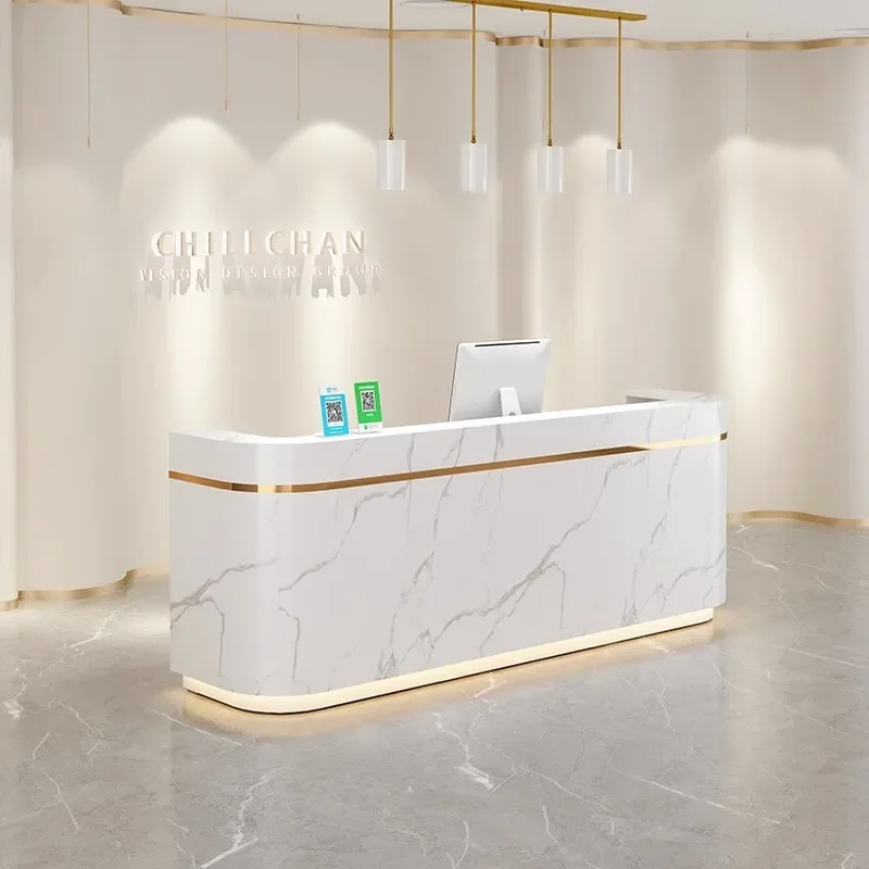 Modern Reception Counter Office Secretary Furniture Luxury Cosmetics Clothes Hairdressing Recepciones Para Negocio Bar Long