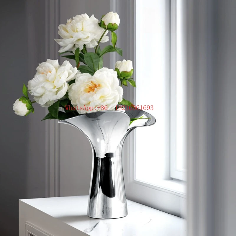 Store 2055   Stainless Steel Petal Vase Nordic Simple Living Room High-end Ornament Flower Arrangement Device