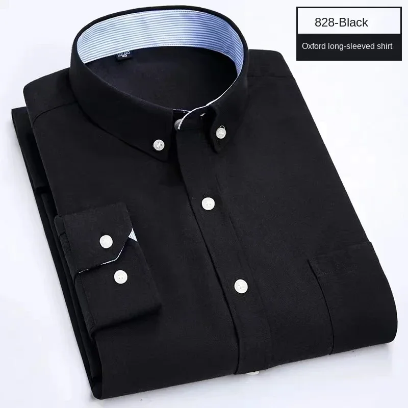 2024 summer new Oxford striped short sleeve shirt men's 56 cotton half sleeve men's shirt breathable solid color men's shirt