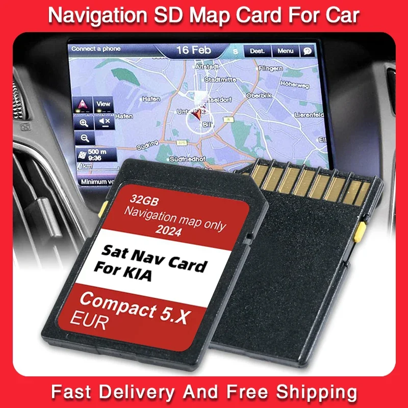 

for KIA Carens/Ceed/Niro/Optima/Picanto/Rio/Soul/Sportage/Stonic Vehicle Sat Nav GPS 2024 Update Europe Turkey Maps SD Card