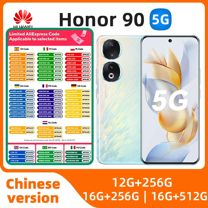 HONOR 90 5G 6.7 inch OLED Global Version Snapdragon 7 Gen 1 200MP Ultra-Clear Camera 5000mAh 66W Supercharger 120Hz used phone