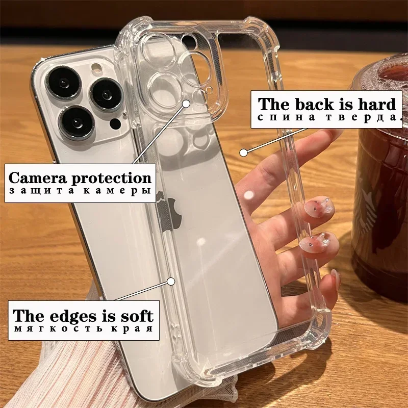 Luxury Noble Shockproof Soft Transparent Case For IPhone 16 15 14 13 12 11 Pro Max X XR Max 7 8 Plus SE Bumper Clear Cases Cover