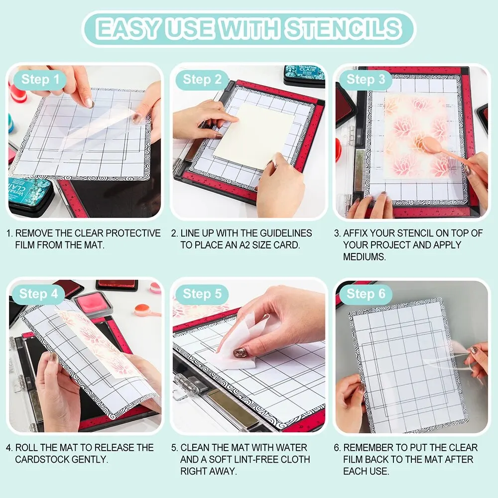 Stick and Stamp Mat & Blending Buddy Template For Creating Straight Lines Much Easier Low Stcik Mat To Hold Product In Place